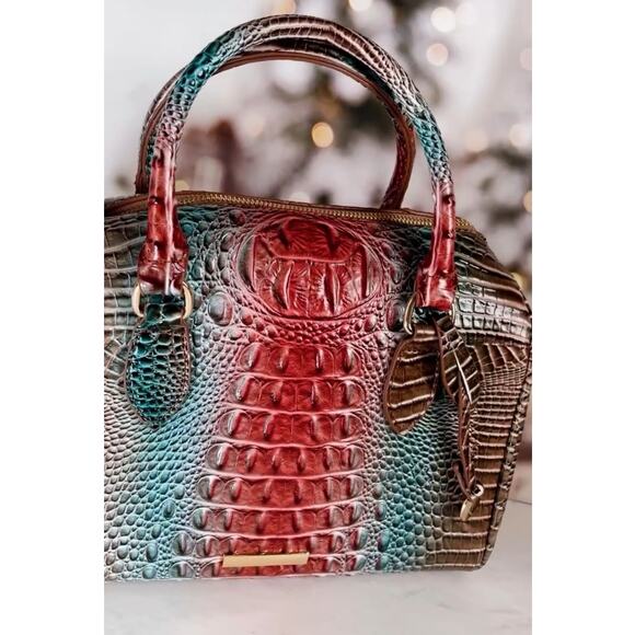 NEW Crocodile Embossed Top Handle Satchel Handbag Bag w Optional Crossbody Strap - Picture 2 of 11